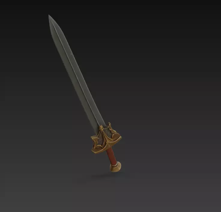 Epic Fantasy Sword Game Ready - 3D Print Friendly Low-poly 3D model_8