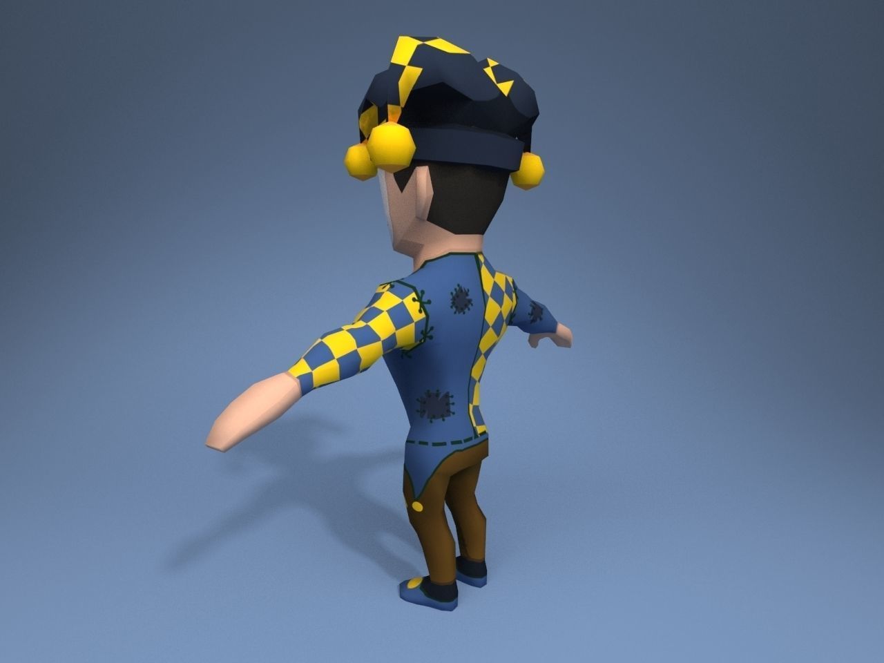 Medieval character jester 02 Low-poly 3D model_4