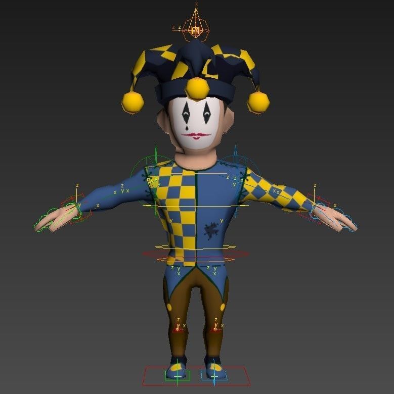 Medieval character jester 02 Low-poly 3D model_15