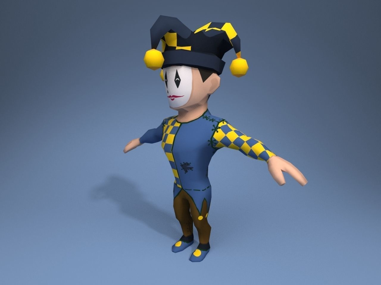 Medieval character jester 02 Low-poly 3D model_2