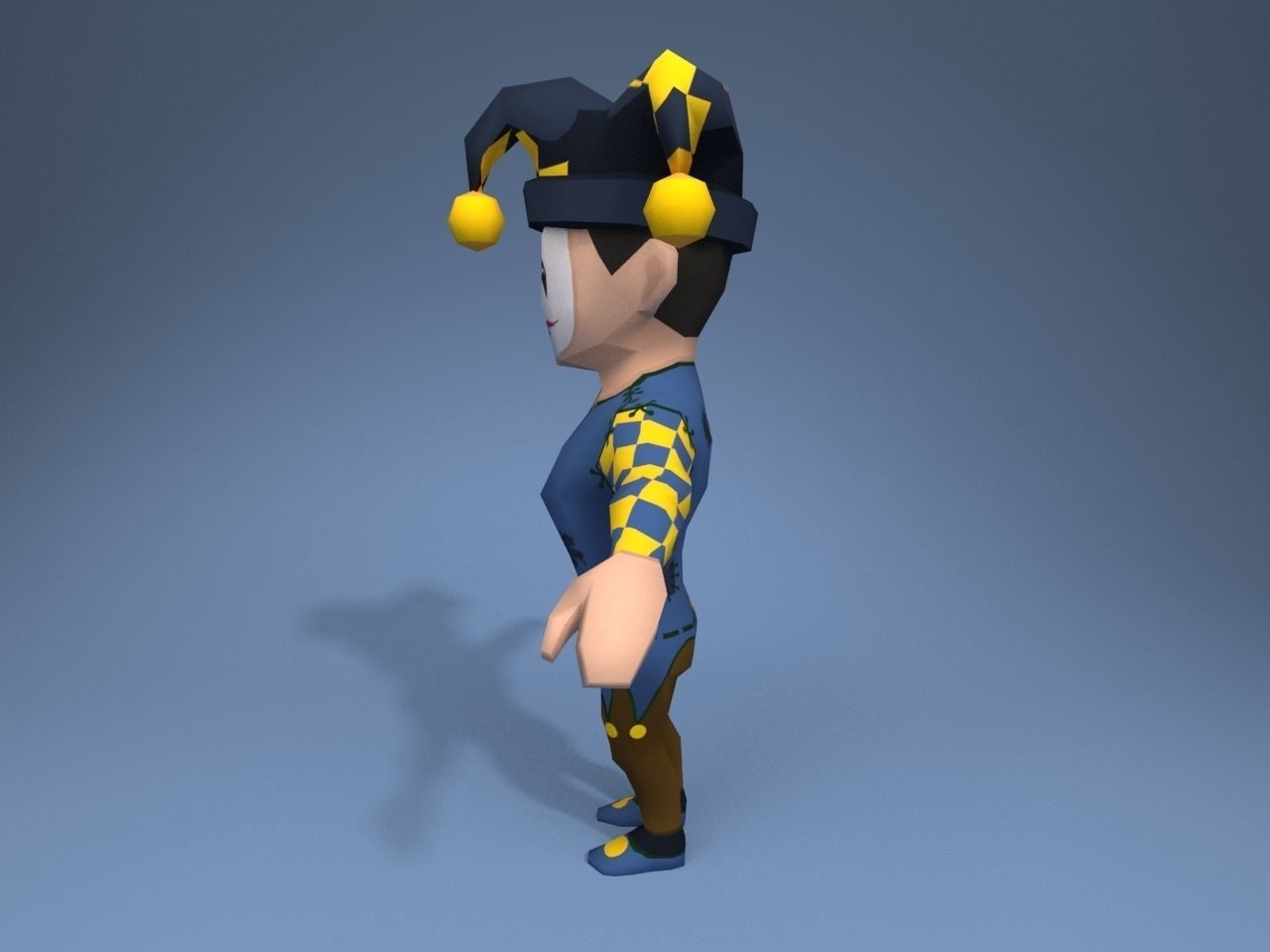 Medieval character jester 02 Low-poly 3D model_3
