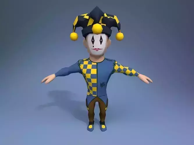 Medieval character jester 02 Low-poly 3D model