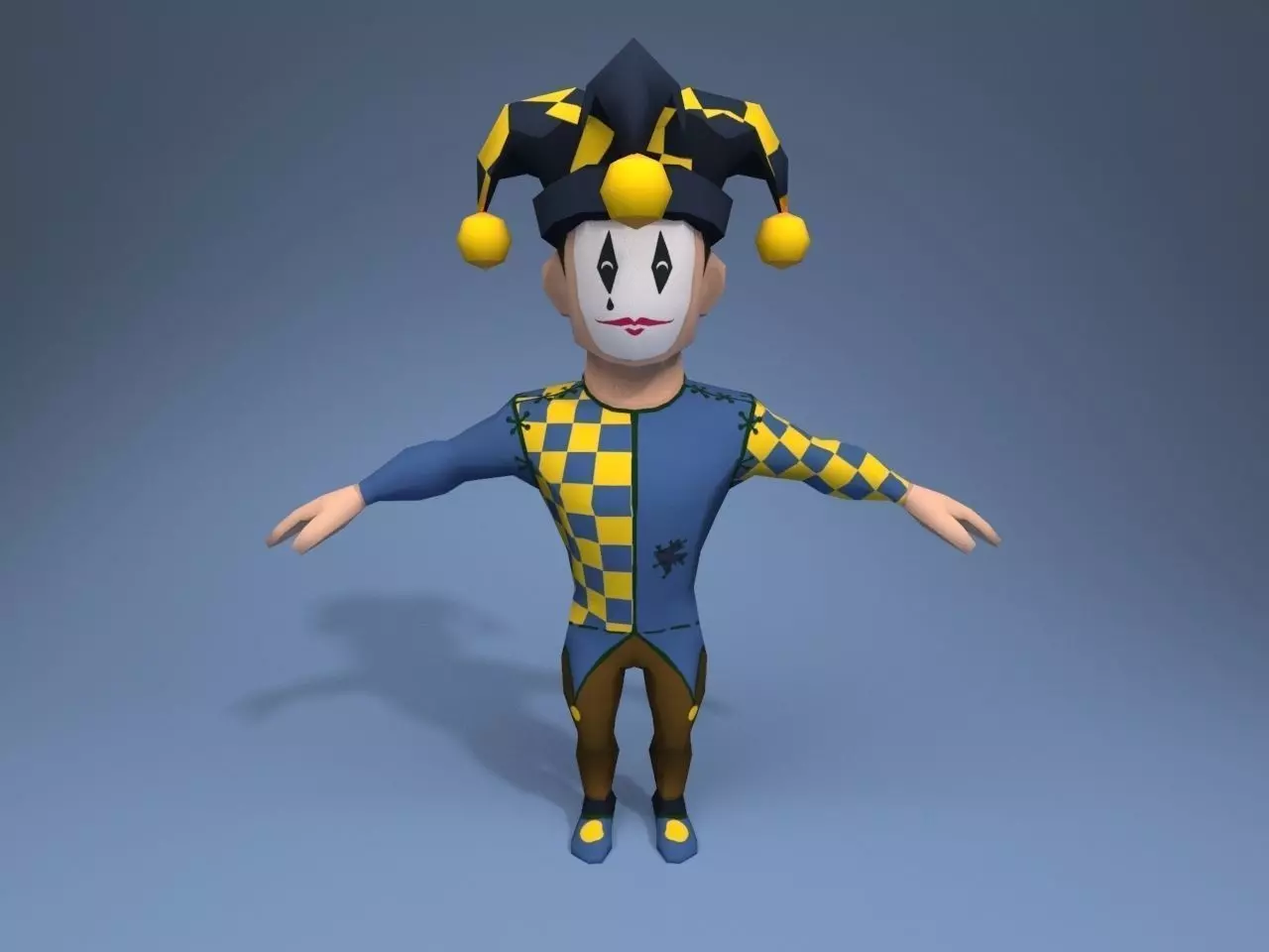 Medieval character jester 02 Low-poly 3D model_0