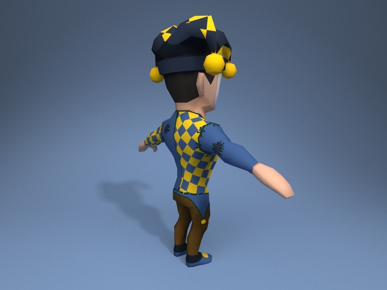 Medieval character jester 02 Low-poly 3D model_6