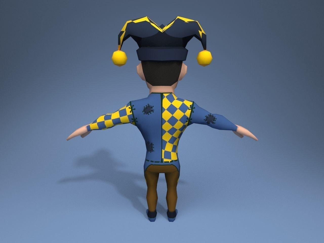 Medieval character jester 02 Low-poly 3D model_5