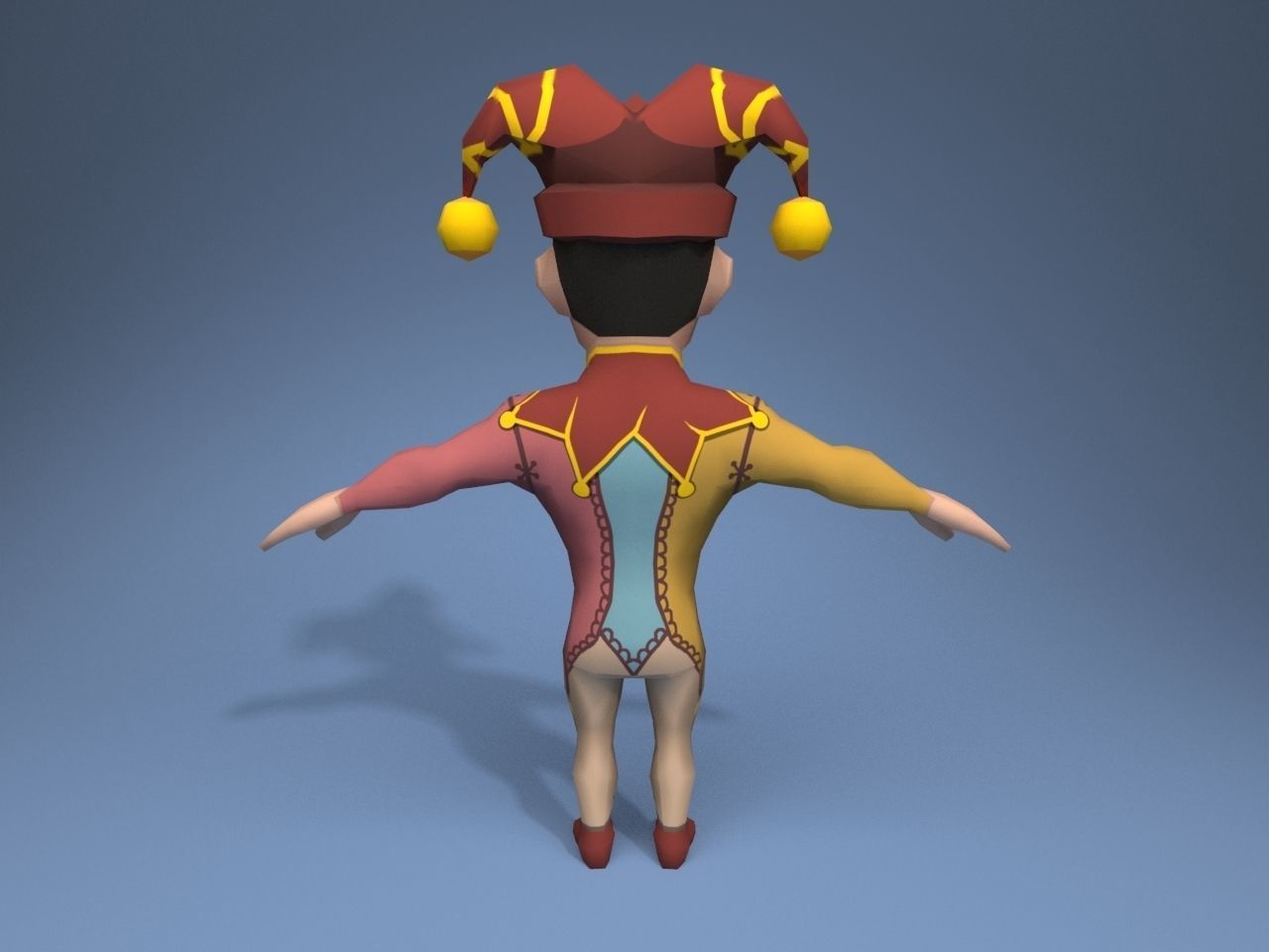 Medieval character jester 03 Low-poly 3D model_5