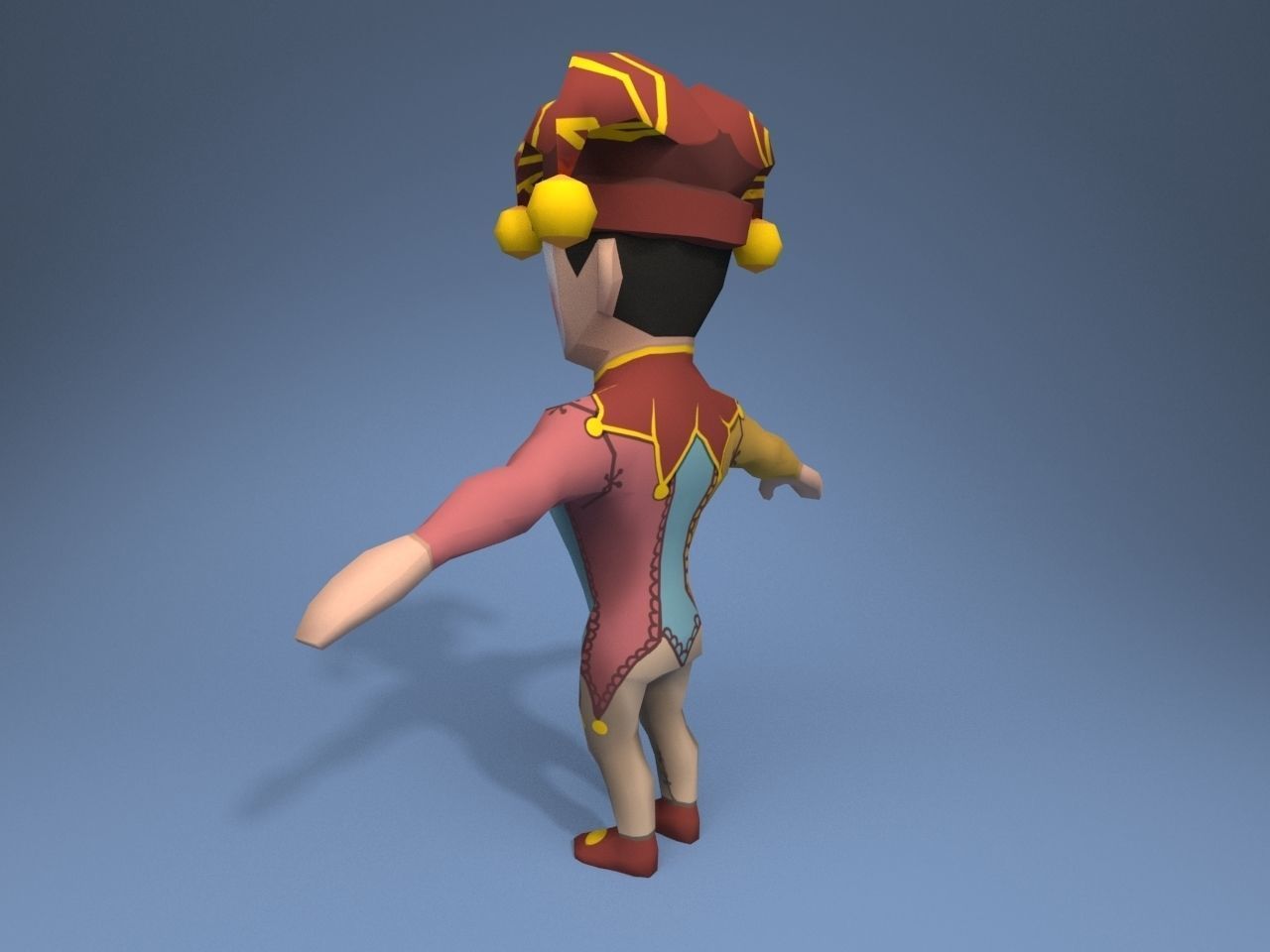 Medieval character jester 03 Low-poly 3D model_4