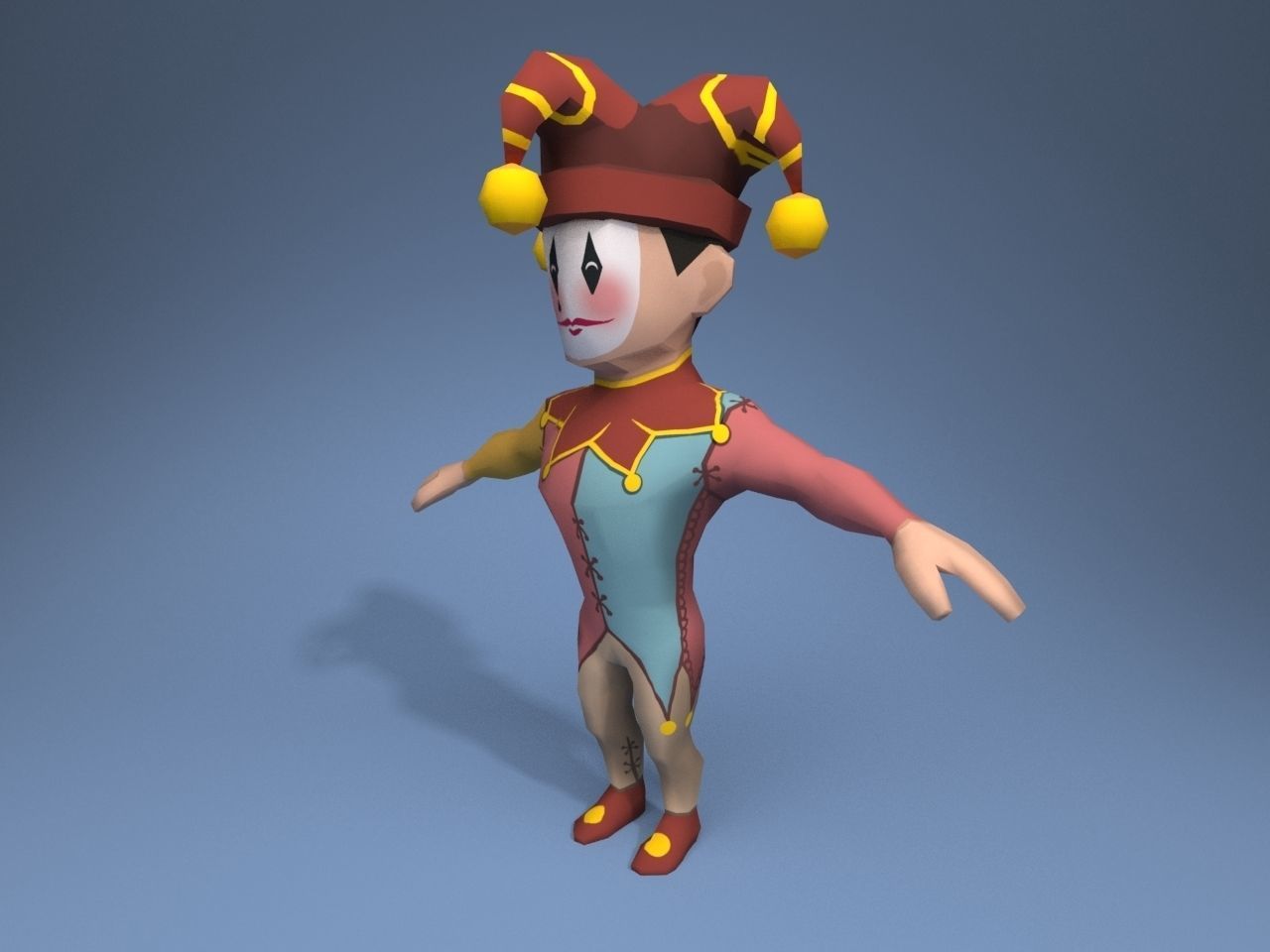 Medieval character jester 03 Low-poly 3D model_2