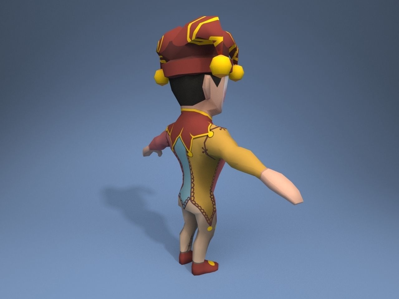 Medieval character jester 03 Low-poly 3D model_6