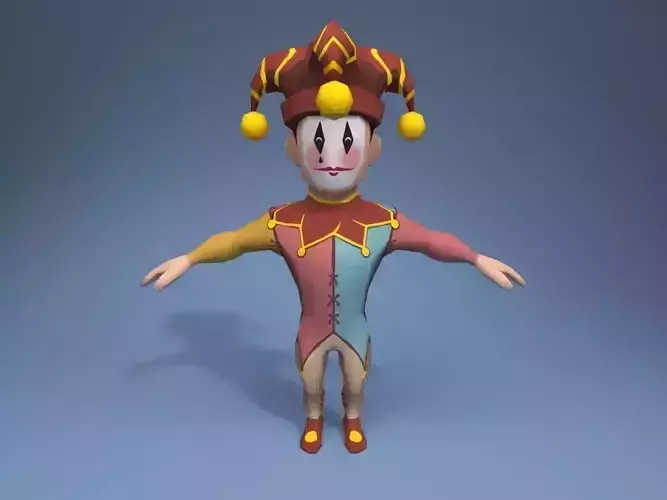 Medieval character jester 03 Low-poly 3D model