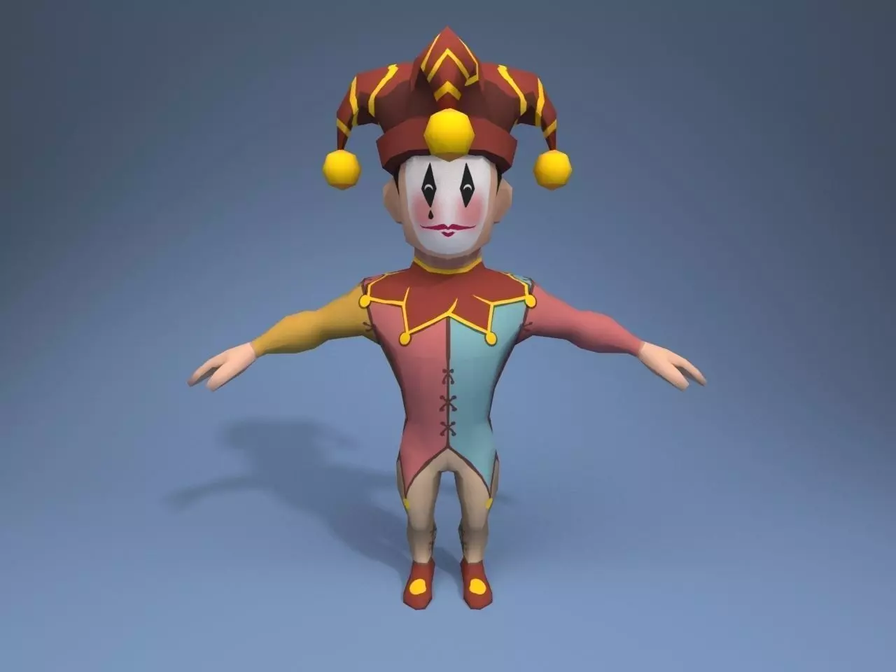 Medieval character jester 03 Low-poly 3D model_0