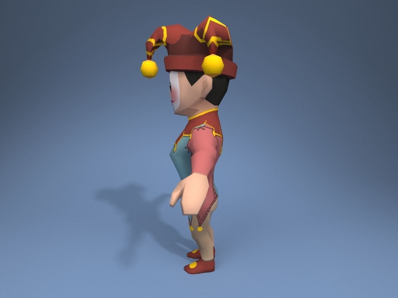Medieval character jester 03 Low-poly 3D model_3