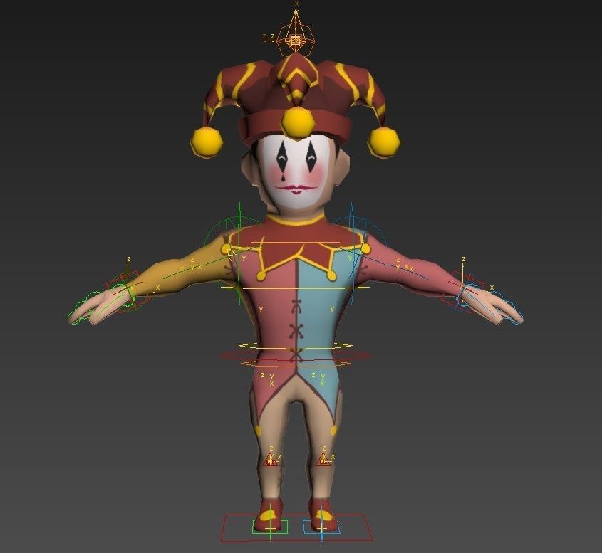 Medieval character jester 03 Low-poly 3D model_15