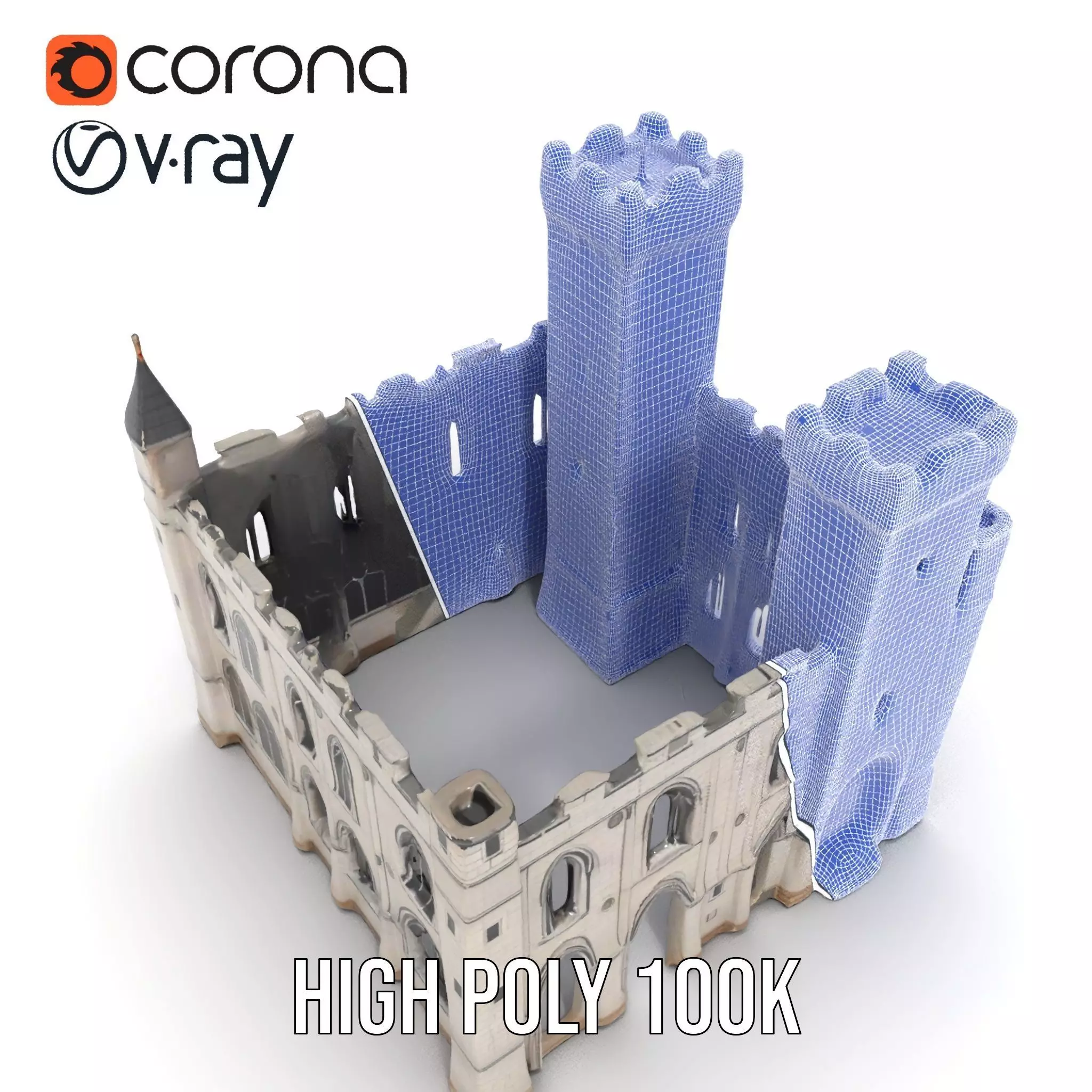 Medieval Stone Castle model pack Low-poly 3D model_31
