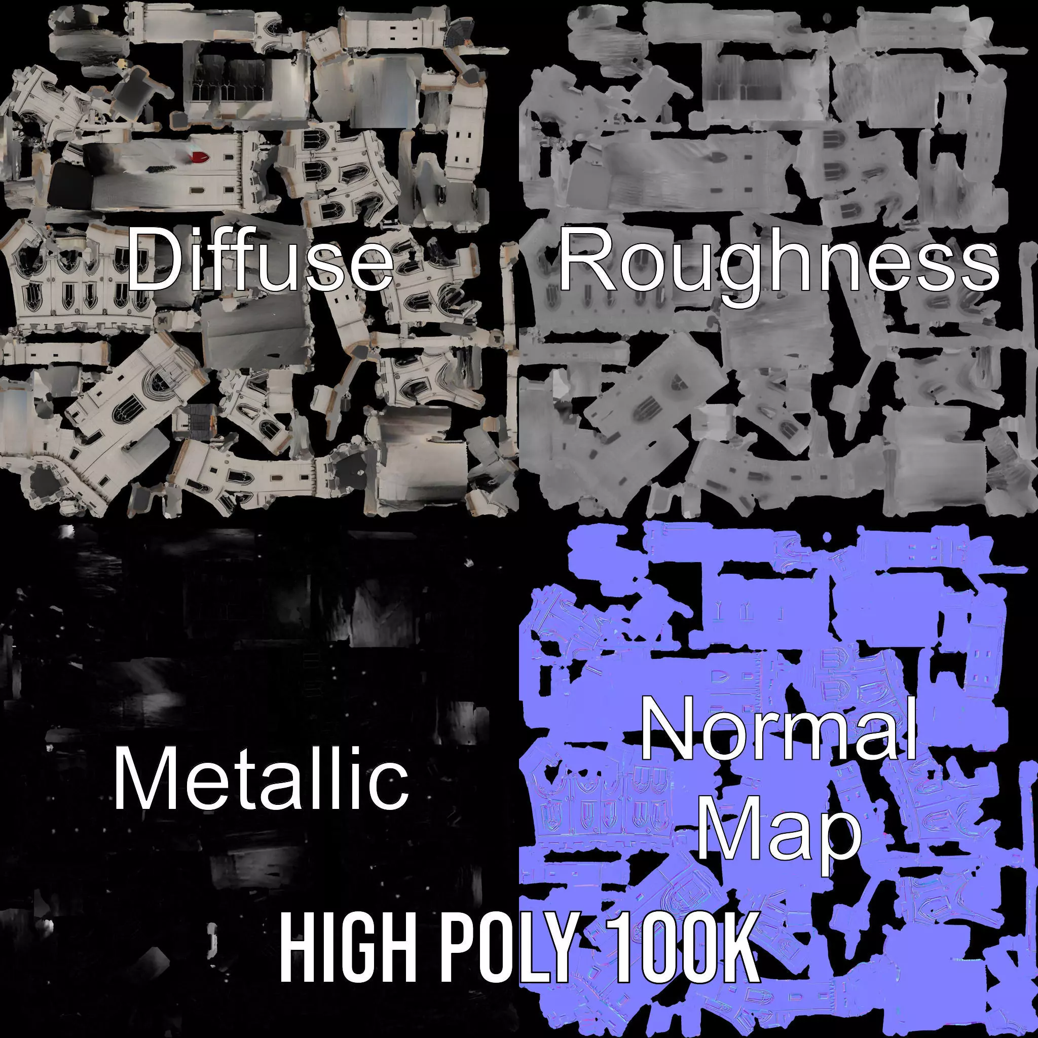 Medieval Stone Castle model pack Low-poly 3D model_3