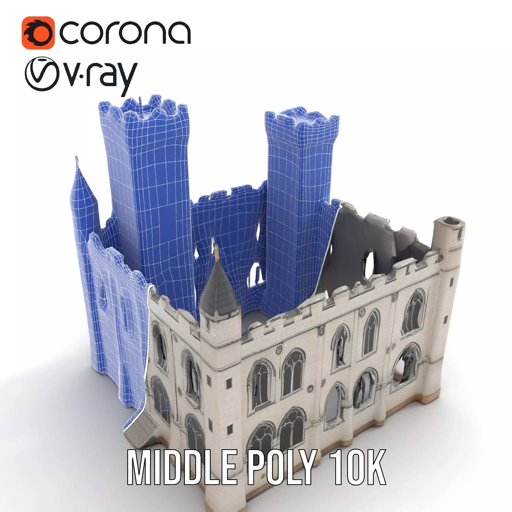 Medieval Stone Castle model pack Low-poly 3D model_29