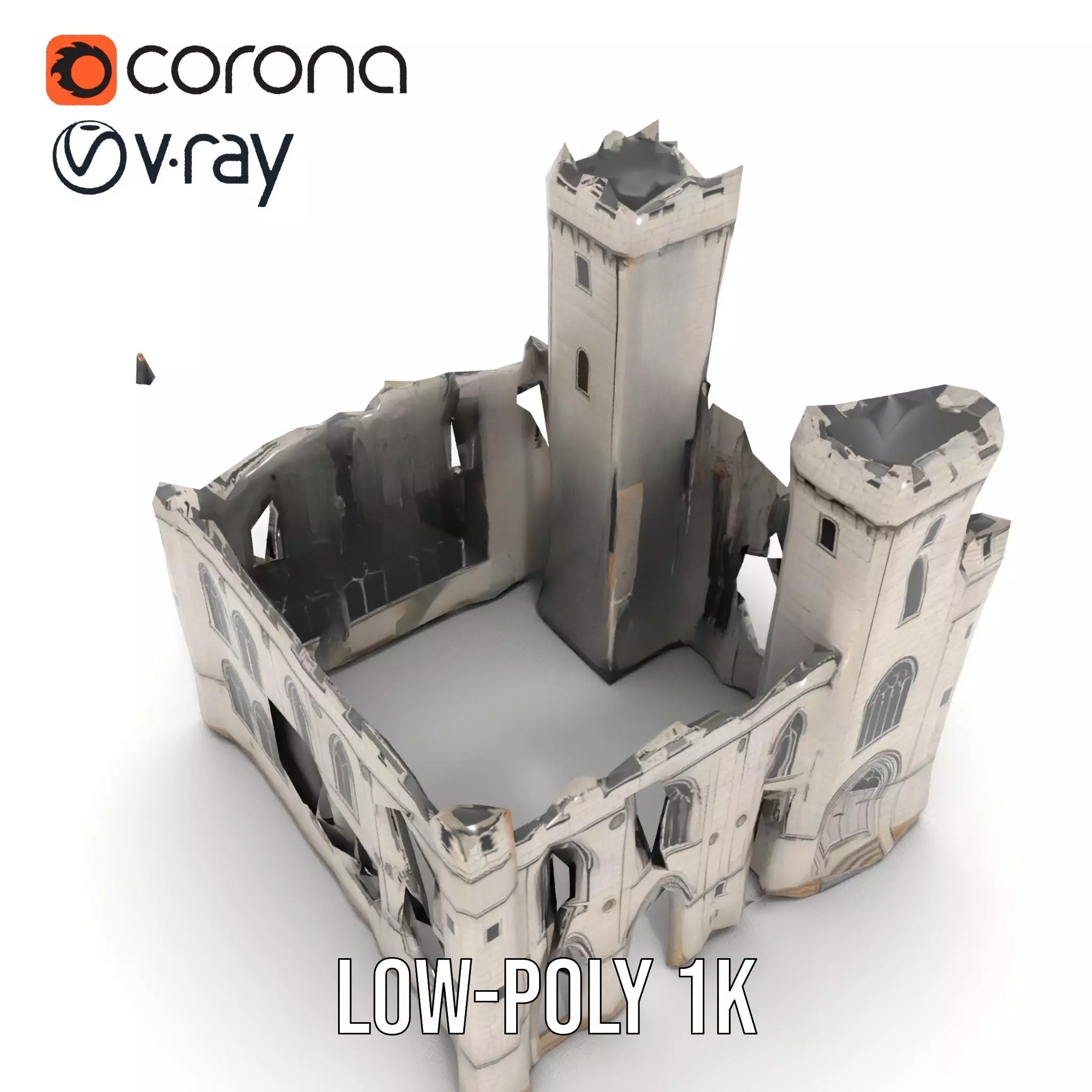 Medieval Stone Castle model pack Low-poly 3D model_16