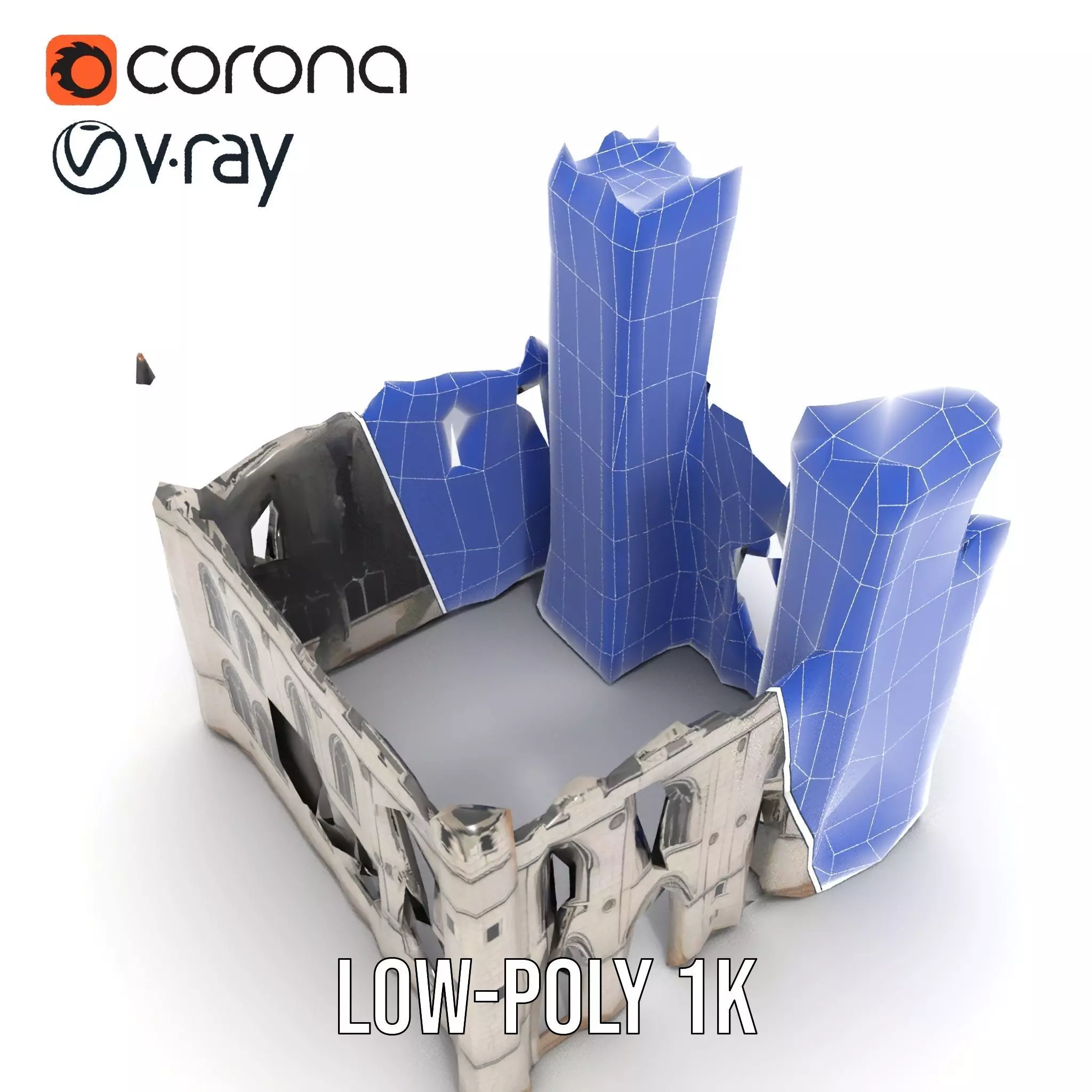 Medieval Stone Castle model pack Low-poly 3D model_14