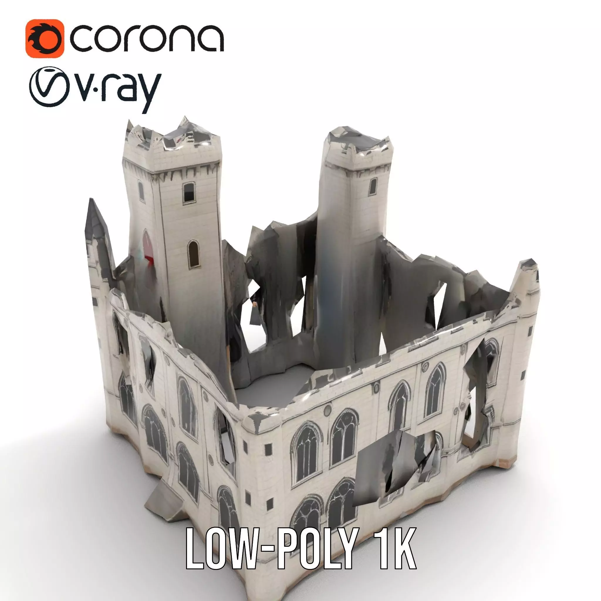 Medieval Stone Castle model pack Low-poly 3D model_8