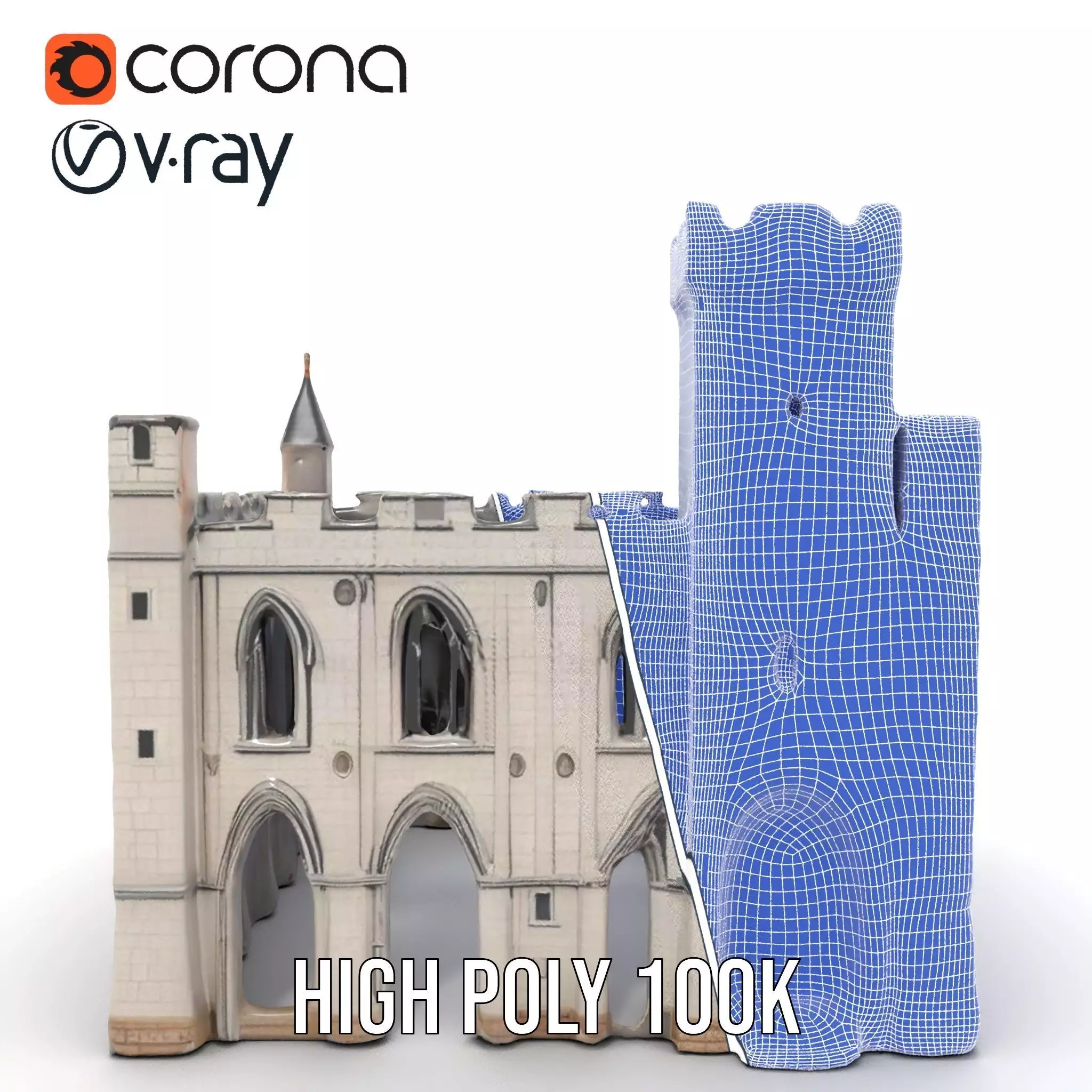 Medieval Stone Castle model pack Low-poly 3D model_32