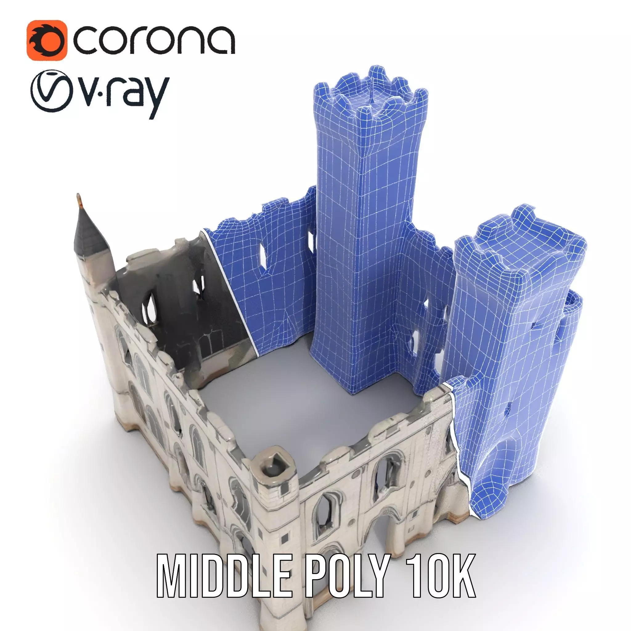 Medieval Stone Castle model pack Low-poly 3D model_26