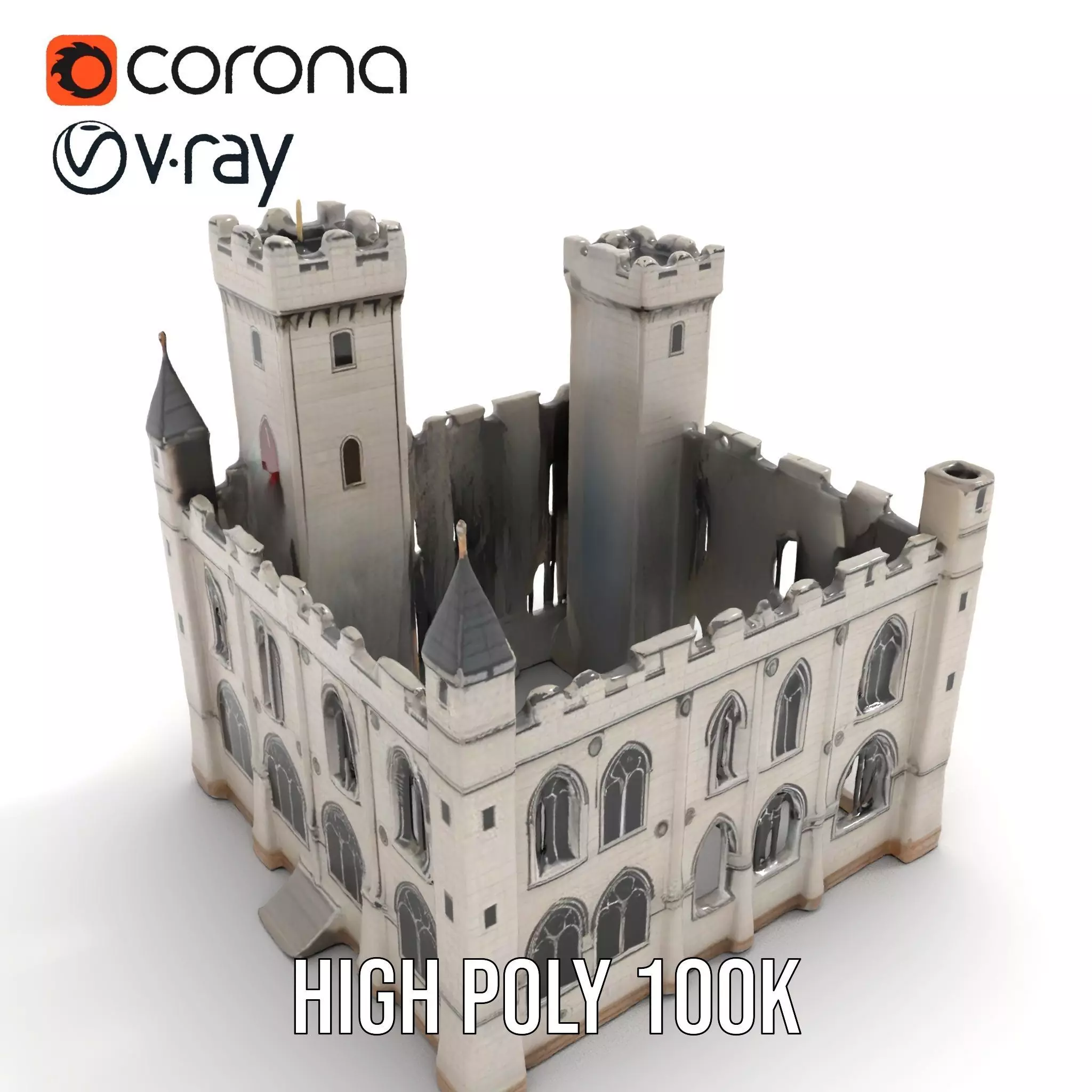 Medieval Stone Castle model pack Low-poly 3D model_22