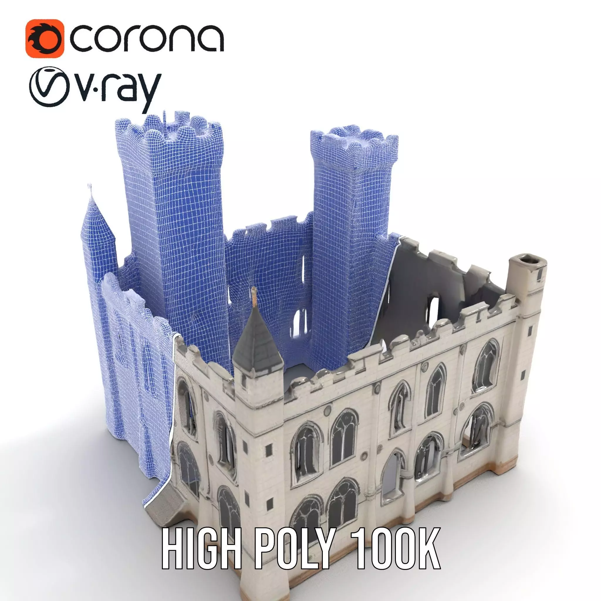 Medieval Stone Castle model pack Low-poly 3D model_33