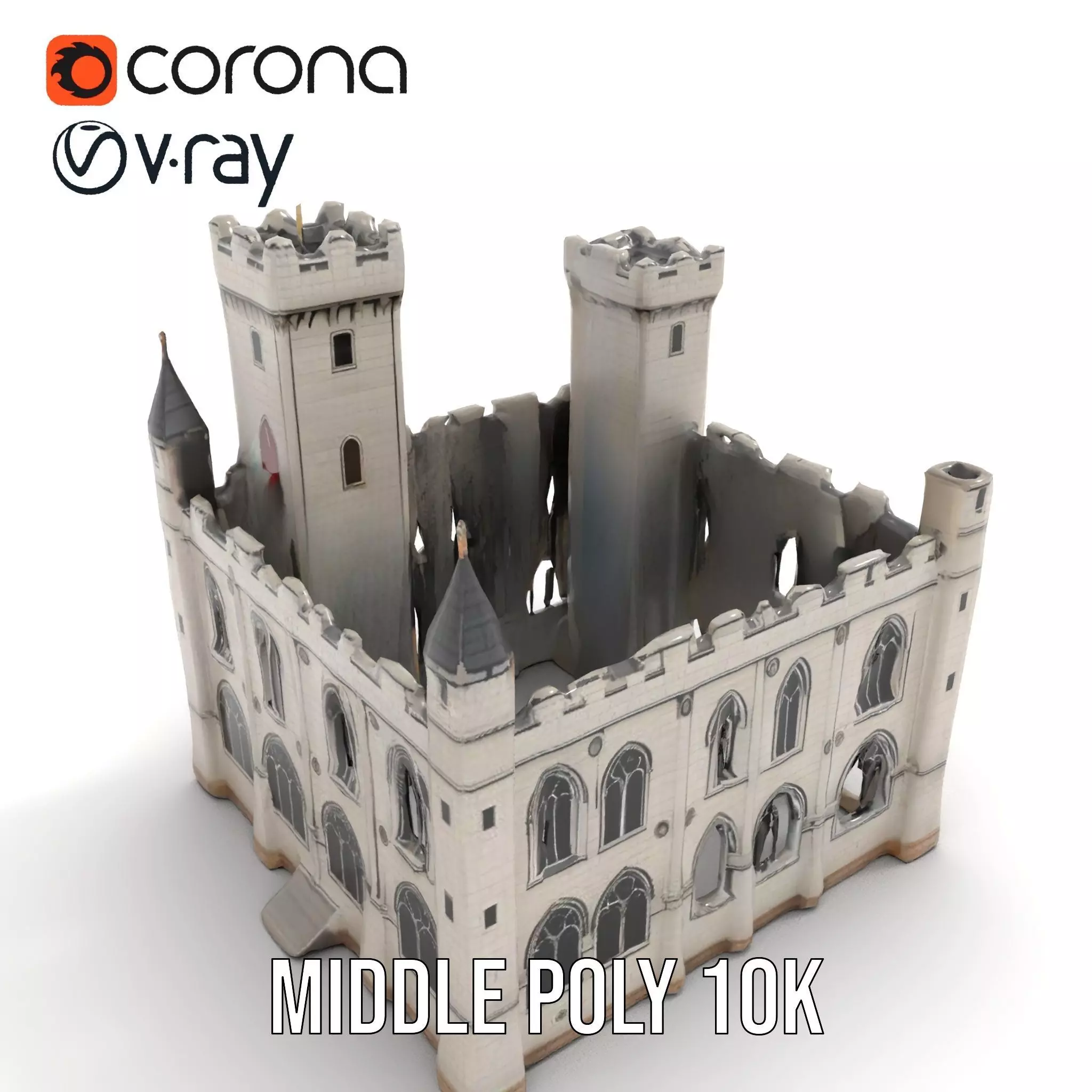 Medieval Stone Castle model pack Low-poly 3D model_10
