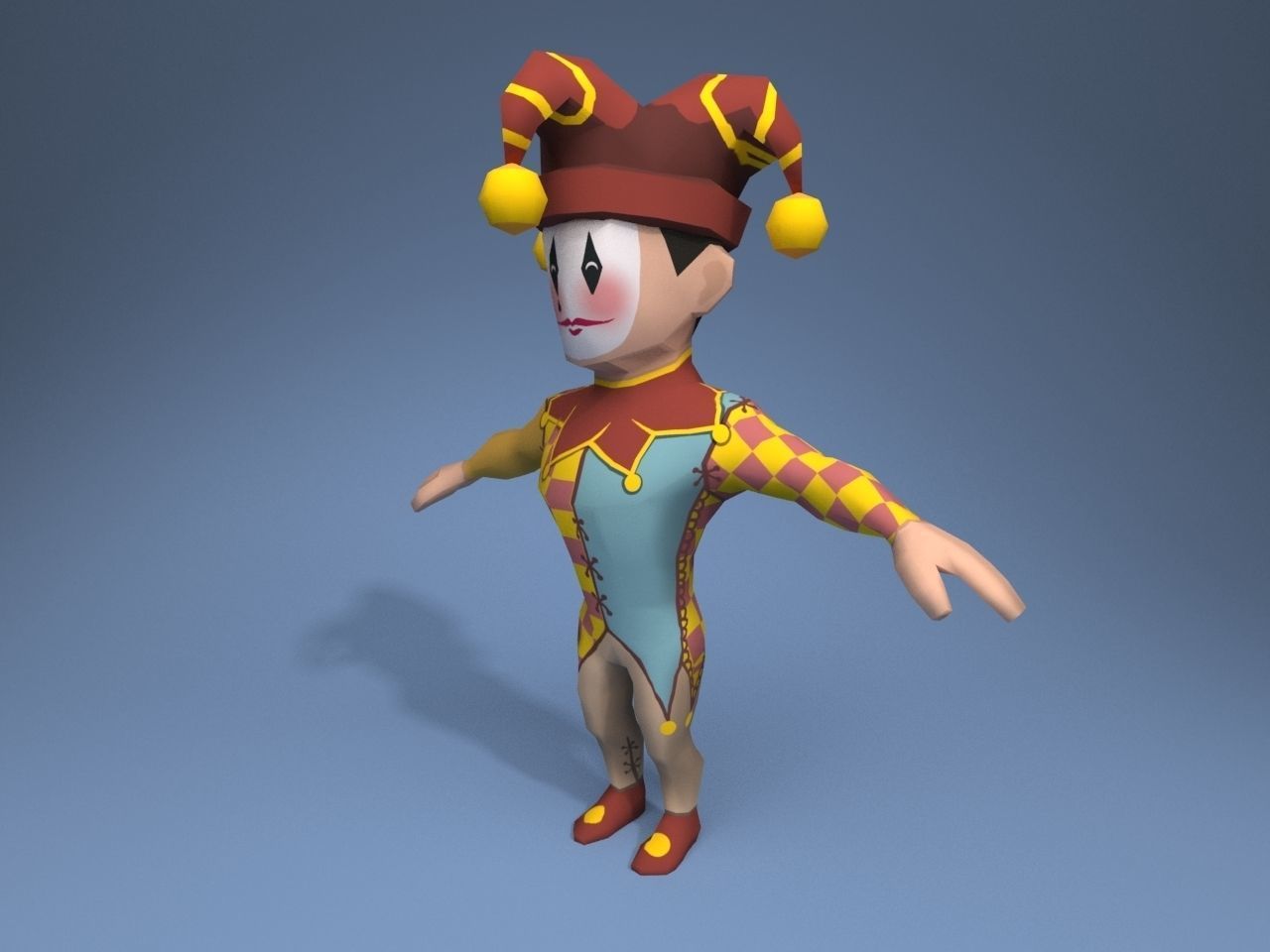 Medieval character jester 04 Low-poly 3D model_2