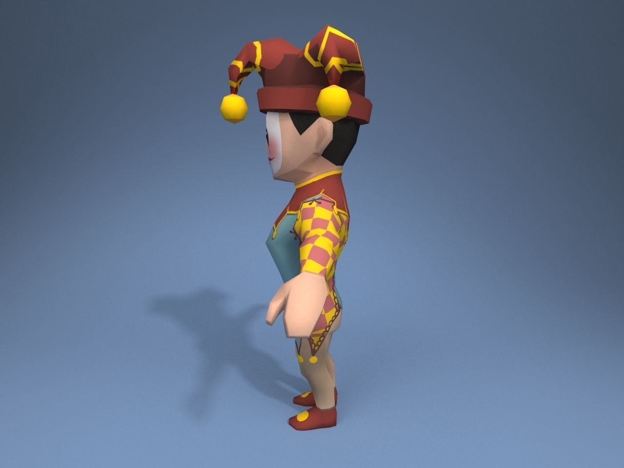 Medieval character jester 04 Low-poly 3D model_3