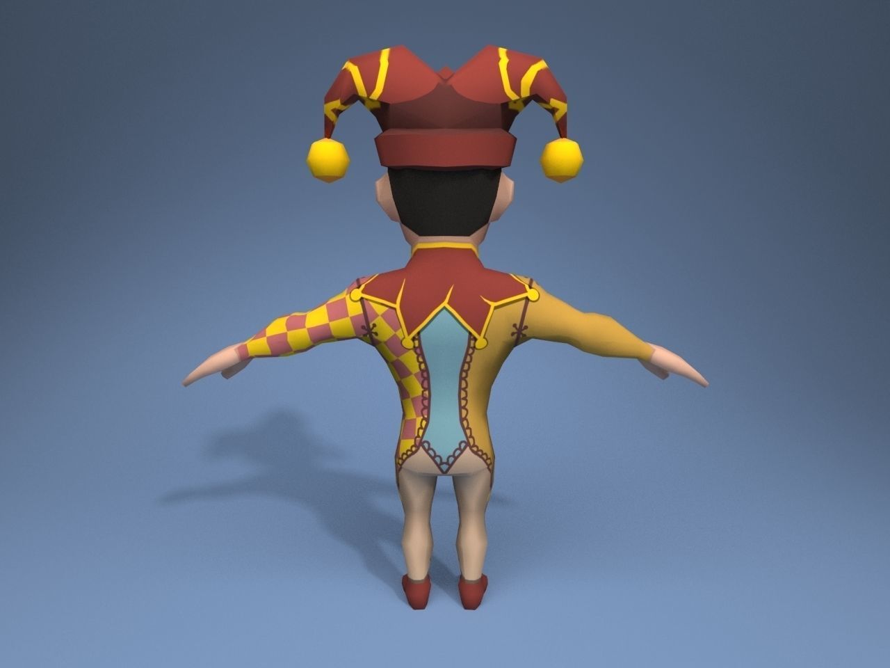 Medieval character jester 04 Low-poly 3D model_5