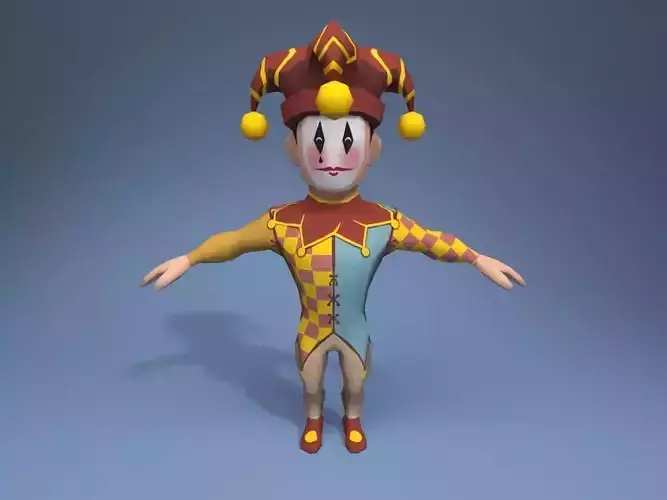Medieval character jester 04 Low-poly 3D model