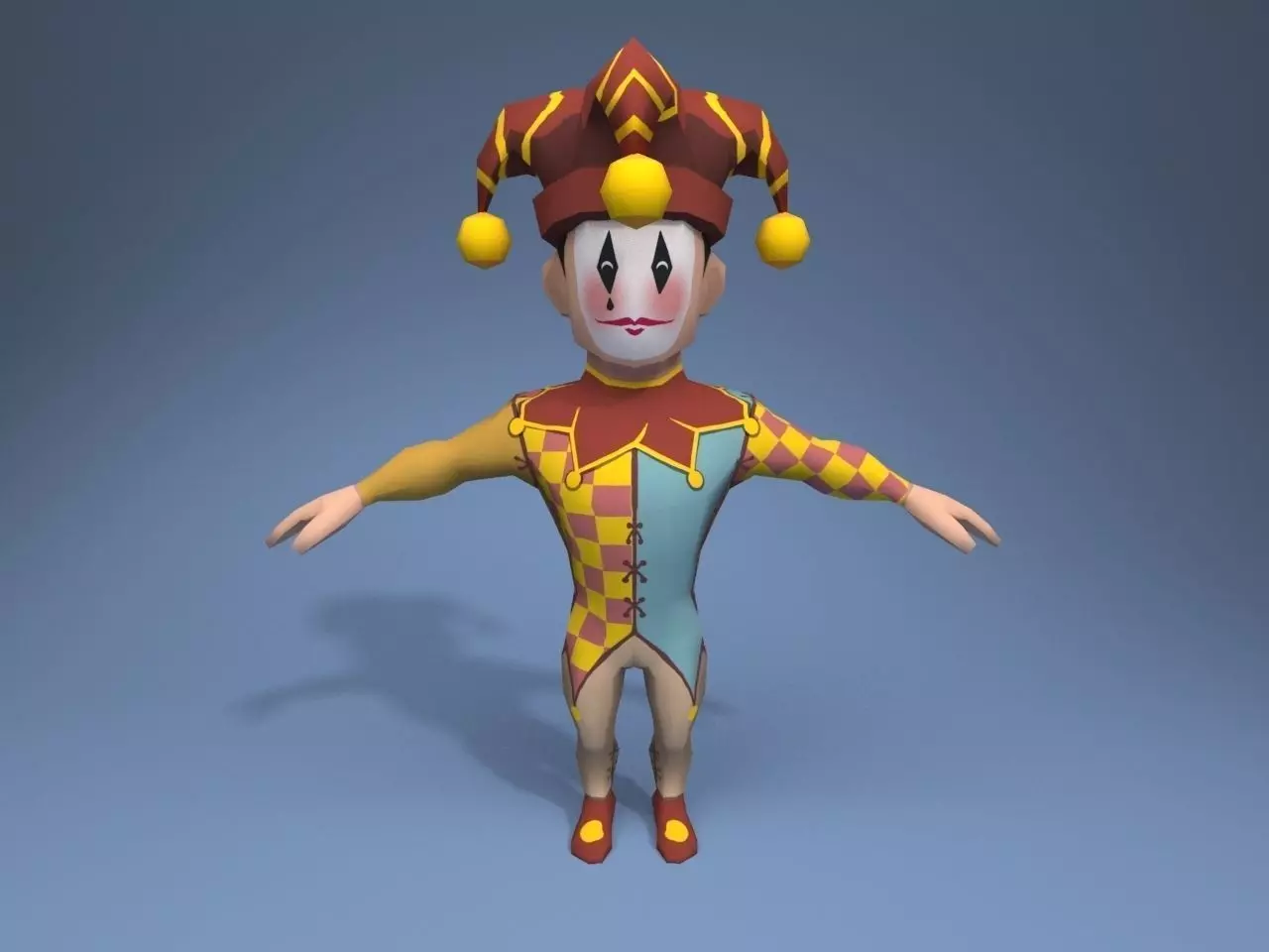 Medieval character jester 04 Low-poly 3D model_0