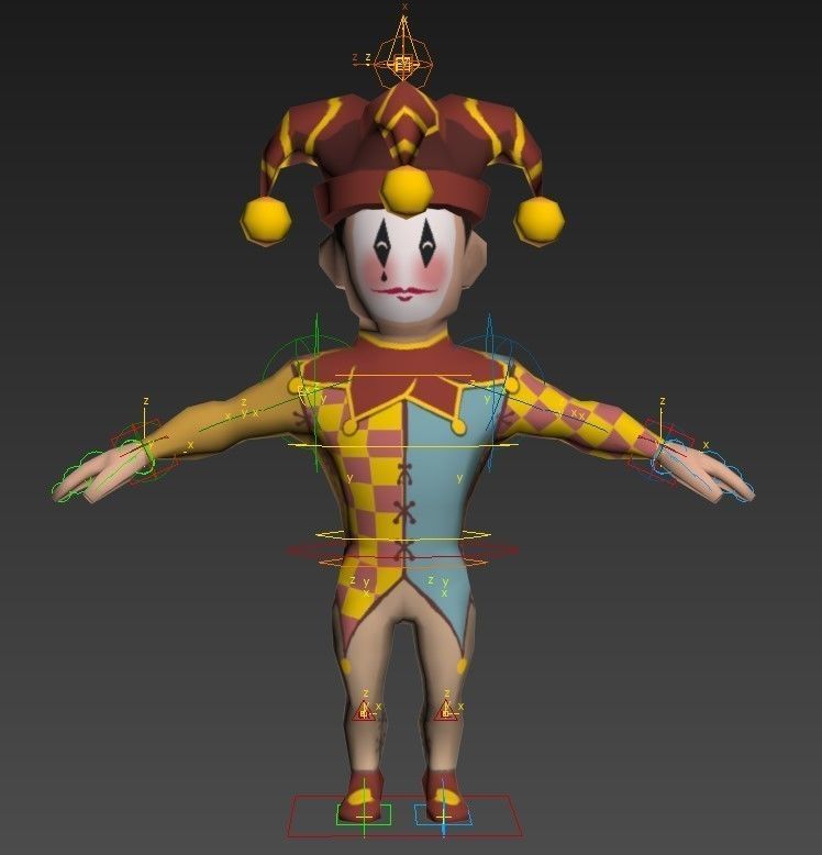 Medieval character jester 04 Low-poly 3D model_15