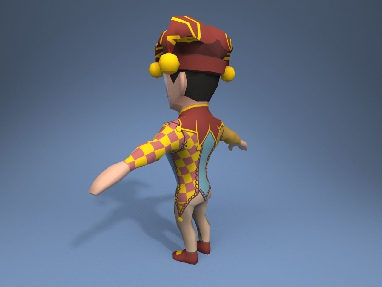 Medieval character jester 04 Low-poly 3D model_4