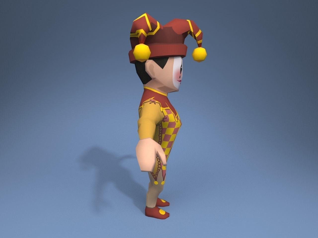 Medieval character jester 04 Low-poly 3D model_7