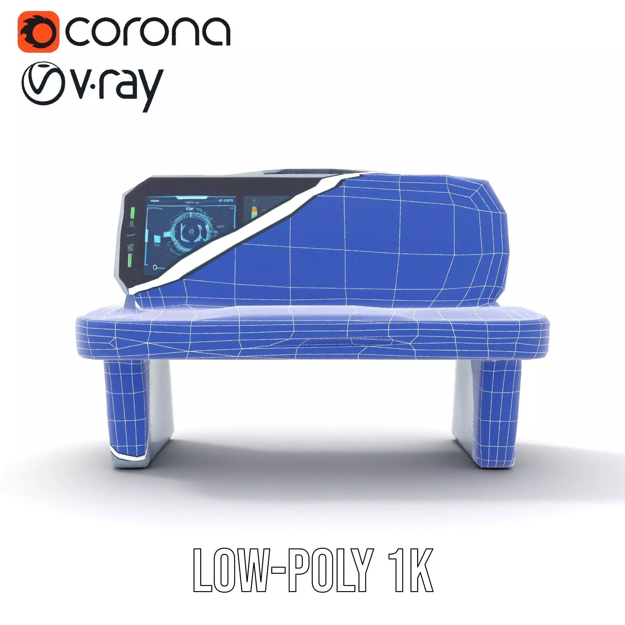 Cyber Control Console model pack Low-poly 3D model_22