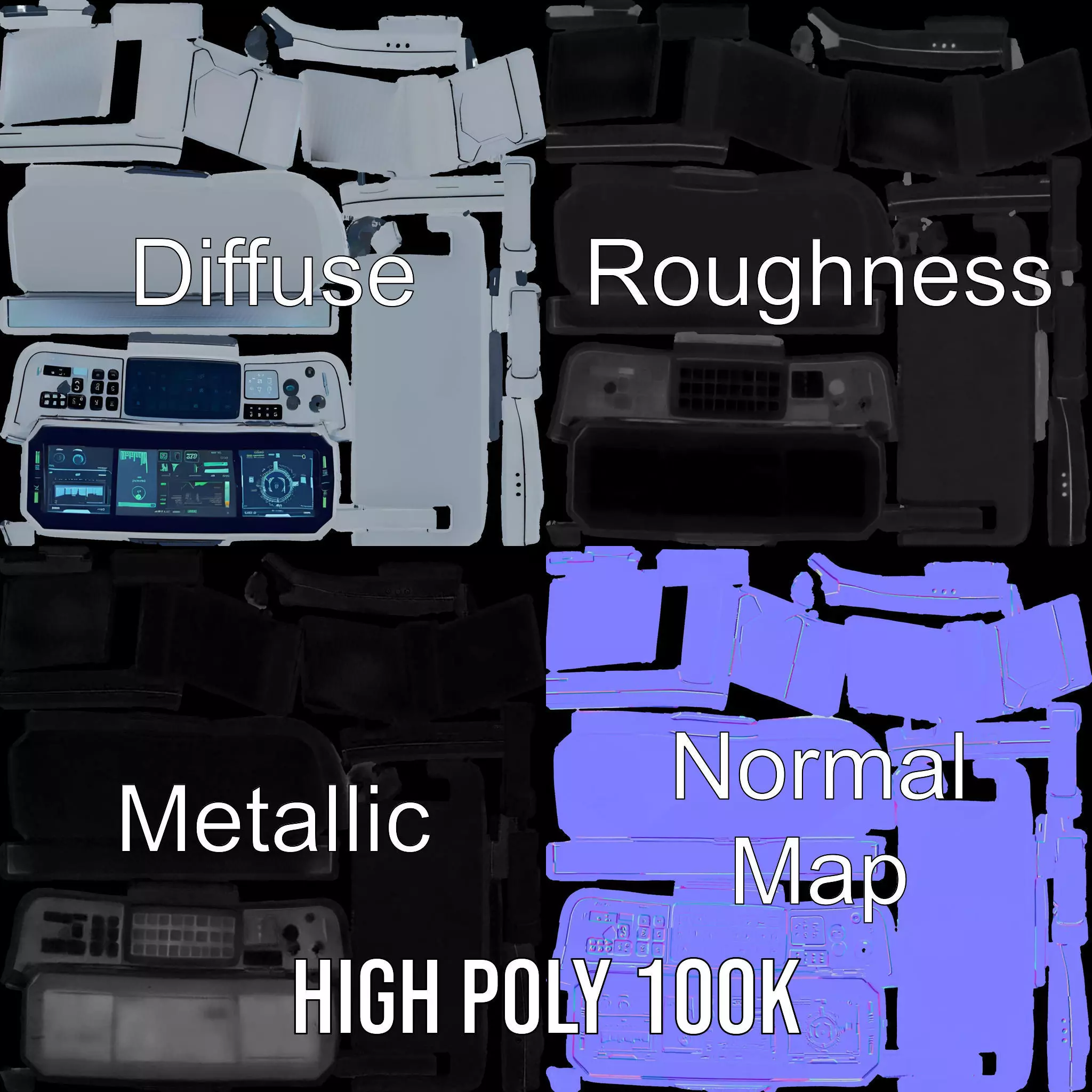 Cyber Control Console model pack Low-poly 3D model_3