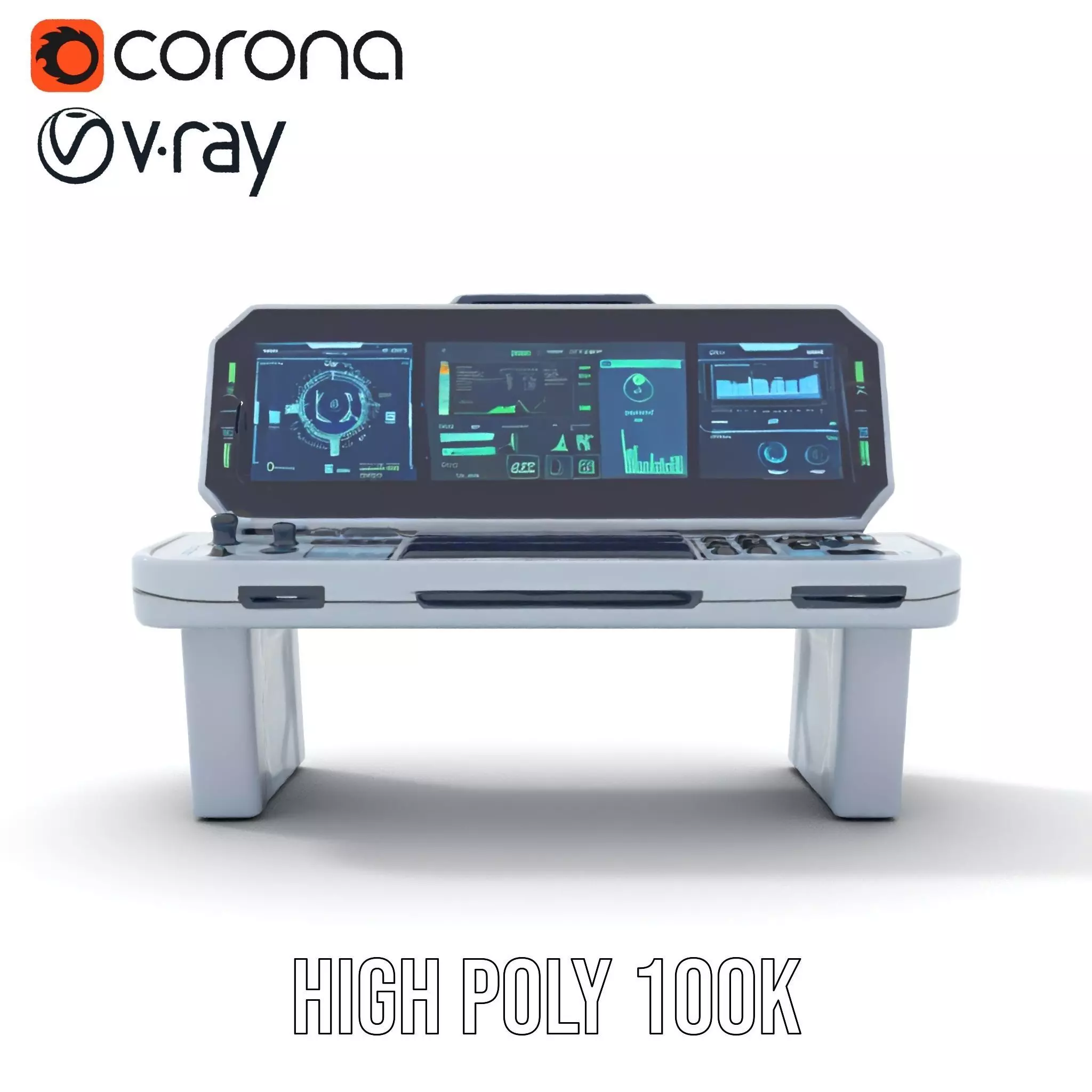 Cyber Control Console model pack Low-poly 3D model_17