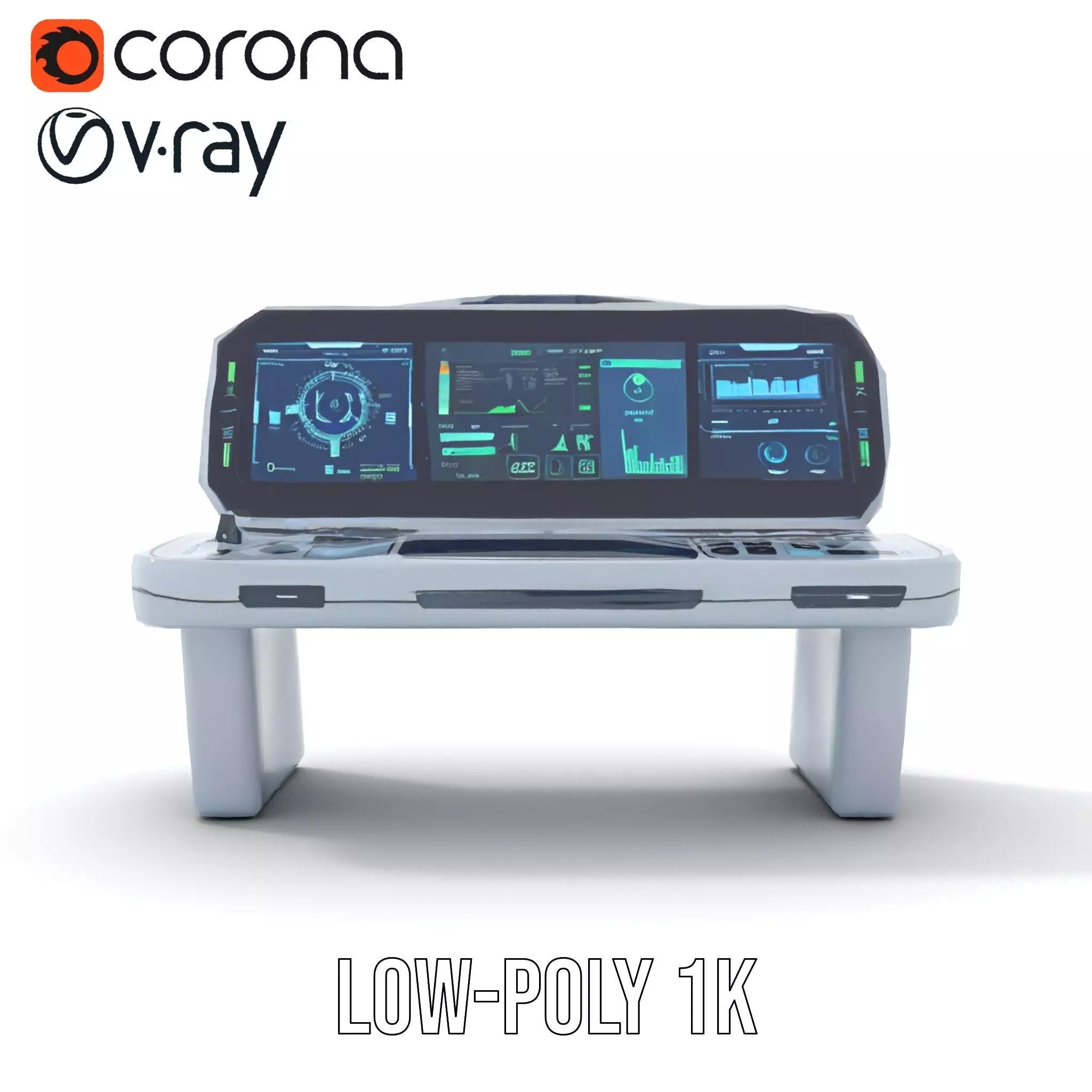 Cyber Control Console model pack Low-poly 3D model_19