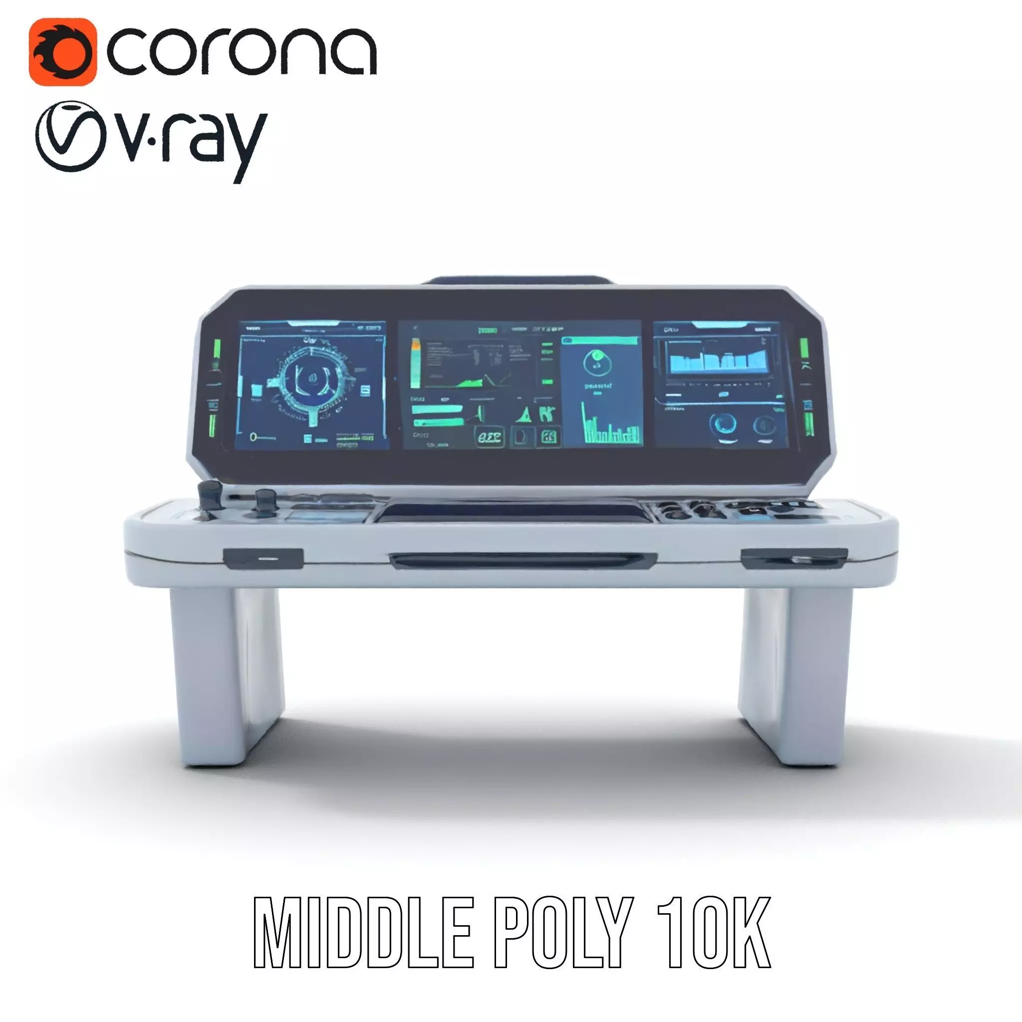 Cyber Control Console model pack Low-poly 3D model_11