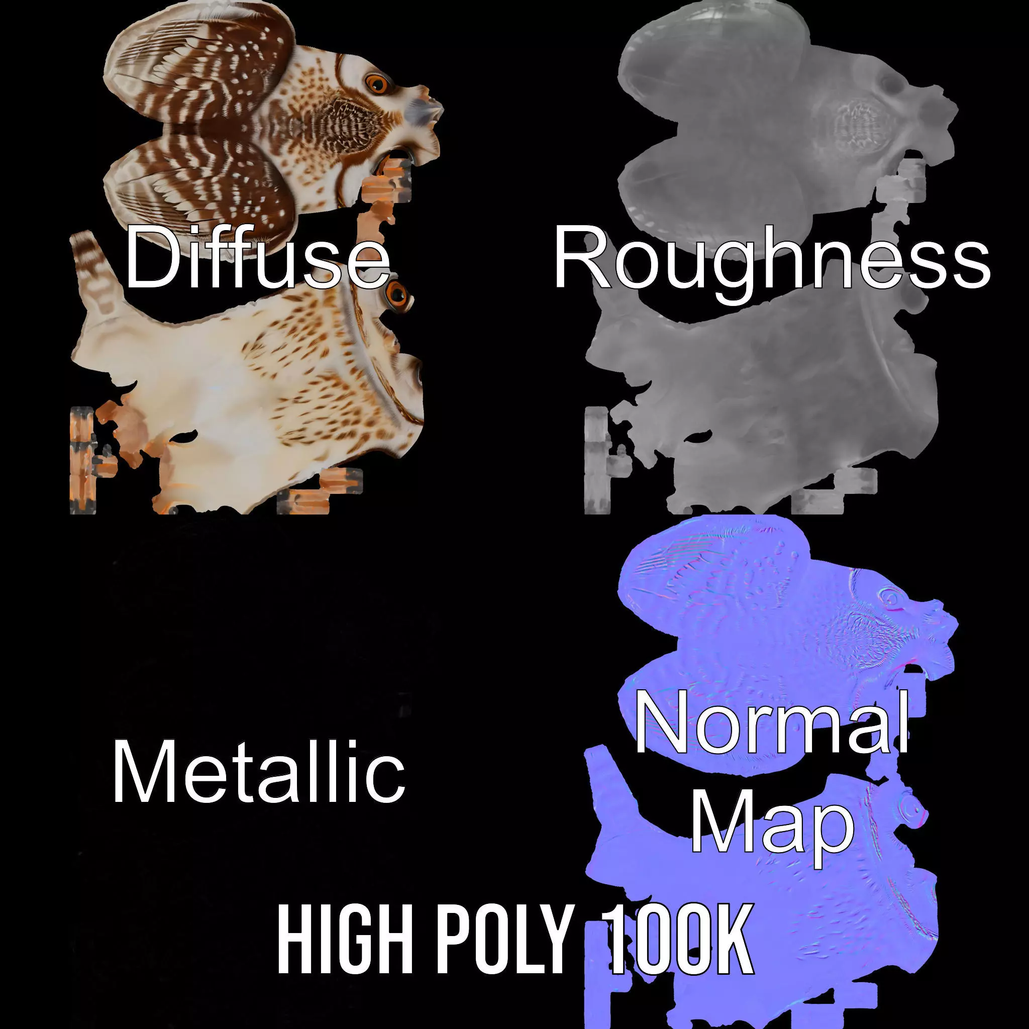 Spotted Owl Figurine model pack Low-poly 3D model_3