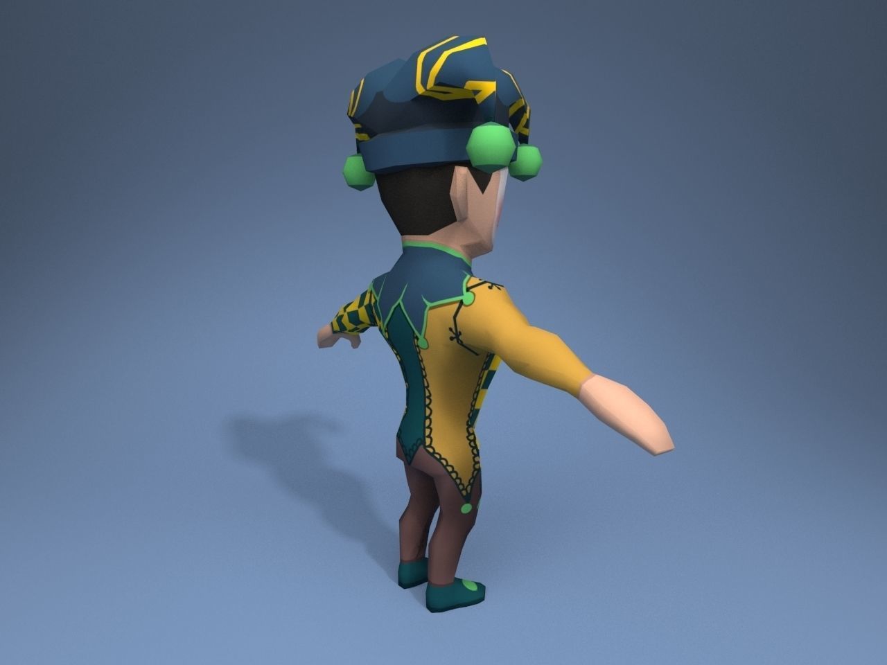Medieval character jester 05 Low-poly 3D model_6