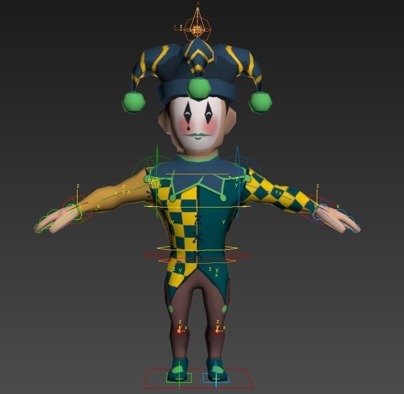 Medieval character jester 05 Low-poly 3D model_15
