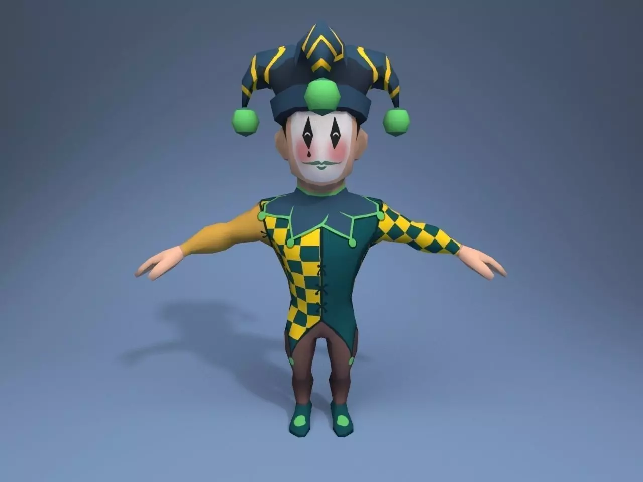 Medieval character jester 05 Low-poly 3D model_0