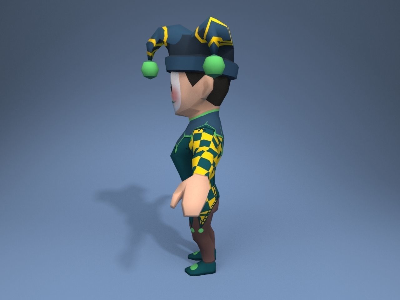 Medieval character jester 05 Low-poly 3D model_3