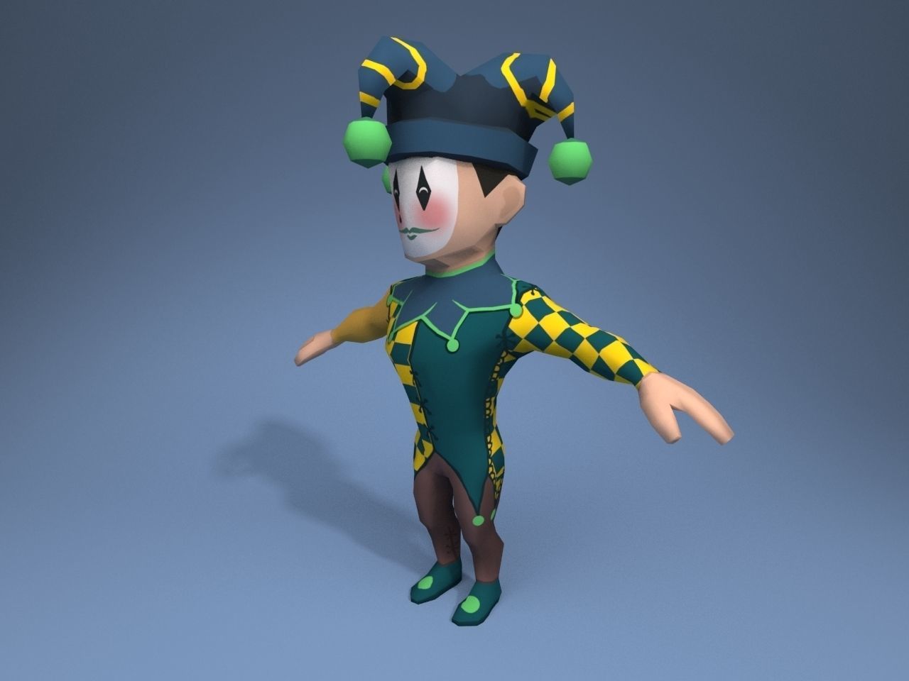 Medieval character jester 05 Low-poly 3D model_2
