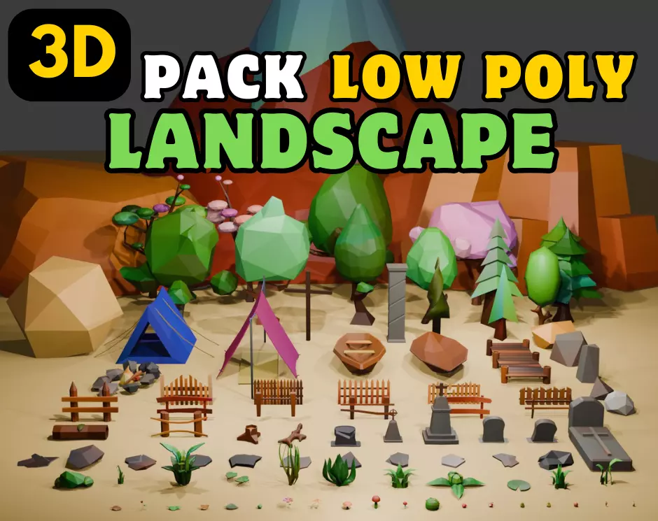 3D Low Poly pack landscape Low-poly 3D model_0