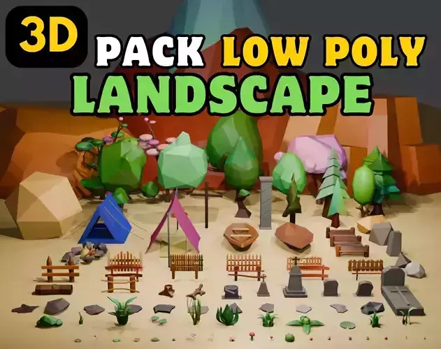 3D Low Poly pack landscape Low-poly 3D model