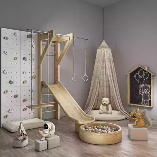 Wooden Kids Indoor Playground Set